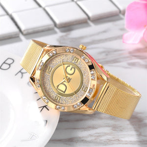 Luxury Brand  Gold Metal Women Wrist Watch