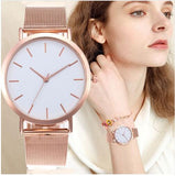 Fashion Rose Gold Silver Luxury Ladies Watch