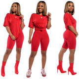 Women Sets Summer Tracksuits Short Sleeve Top