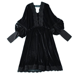 Super plus Black Gold Velvet Dress