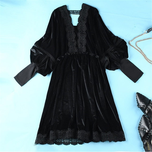 Super plus Black Gold Velvet Dress